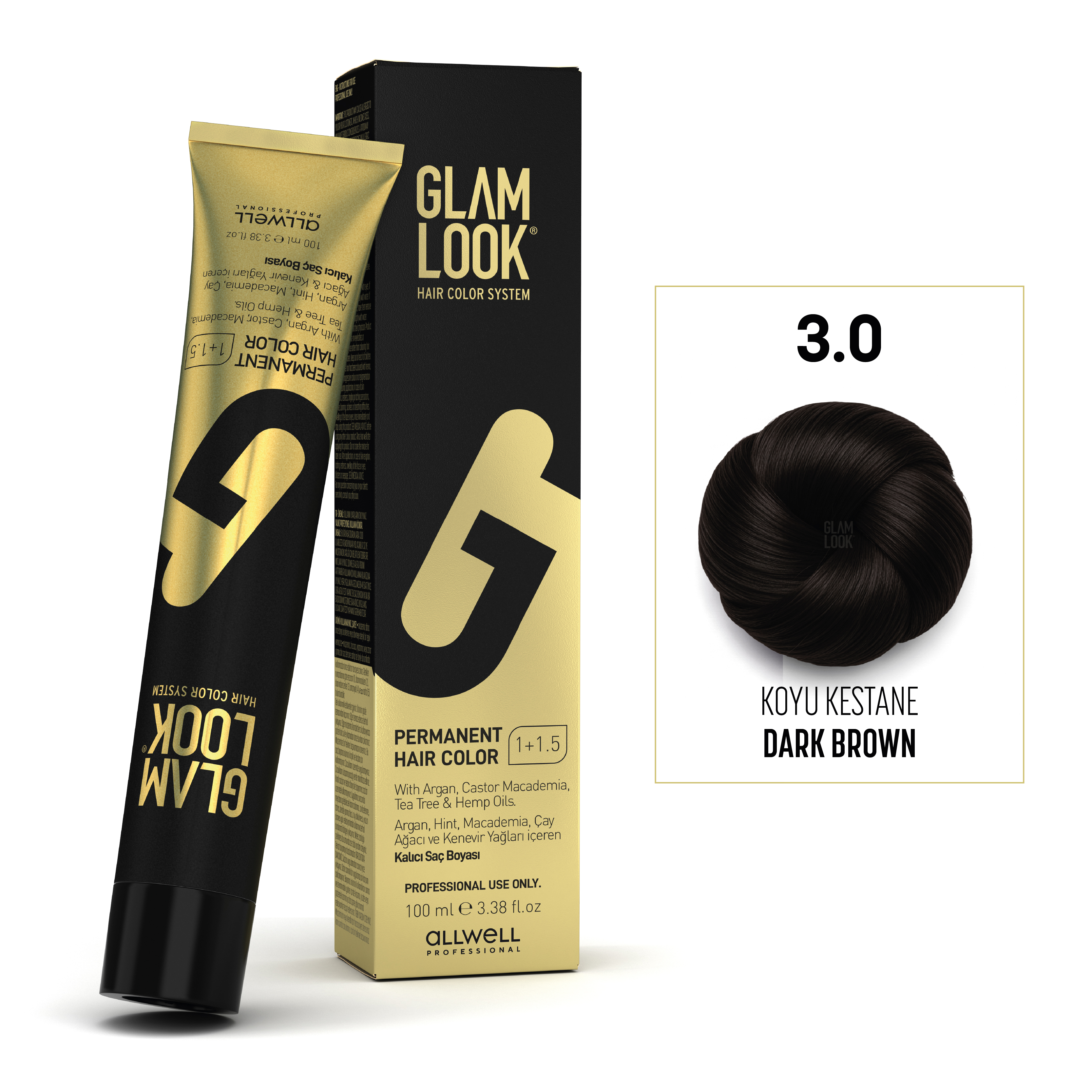 GLAMLOOK Kalıcı Saç Boyası 100 ML  Koyu Kestane 3.0