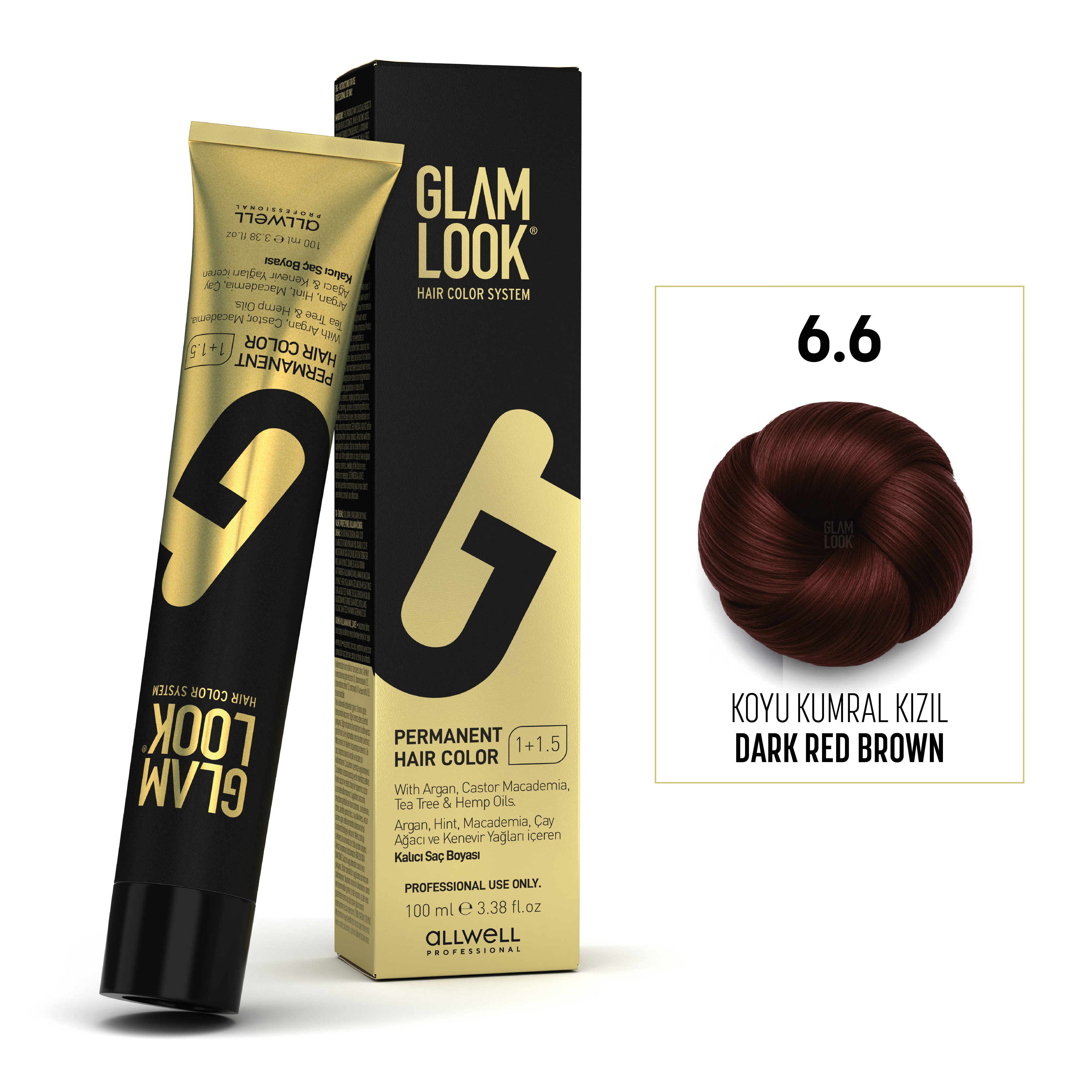 GLAMLOOK Kalıcı Saç Boyası 100 ML  Koyu Kumral Kızıl  6.6