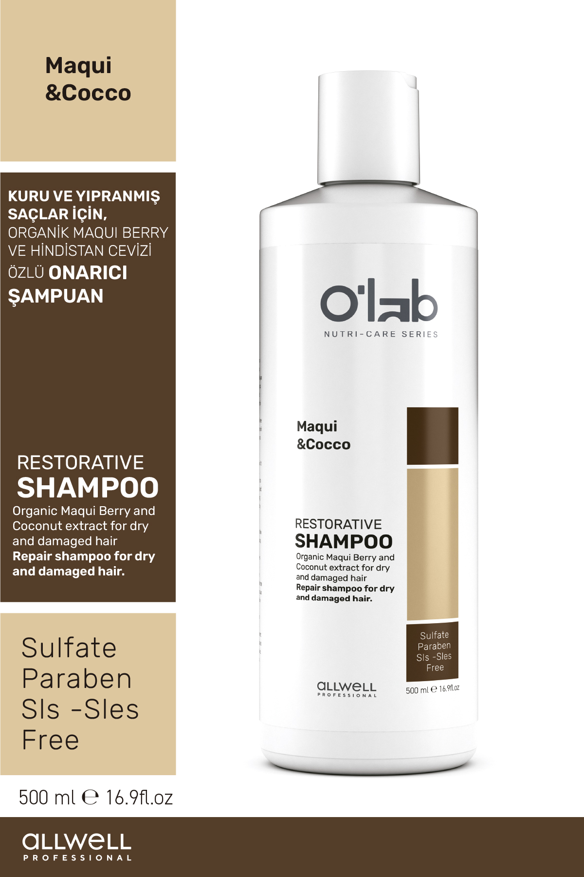 Kuru ve Yıpranmış Saçlar İçin, Organik Maqui Berry ve Hindistan Cevizi Özlü Onarıcı Şampuan