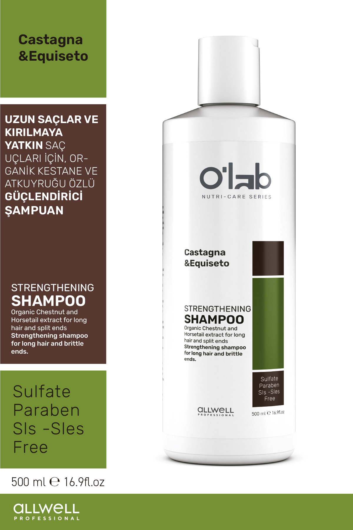 Uzun Saçlar ve Kırılmaya Yatkın Saç Uçları için, Organik Kestane Ve Atkuyruğu Özlü Şampuan