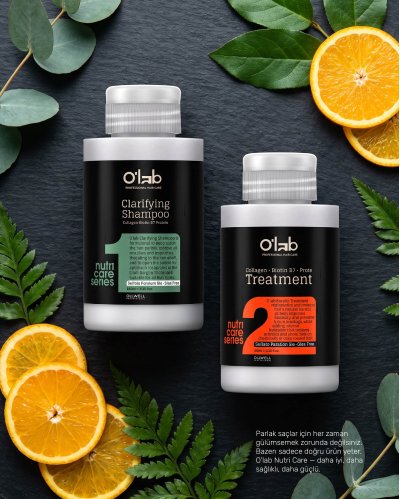 O'lab Nutri-Care Profesyonel Keratin Bakım Seti 100 ml x 2 - Evde Brezilya Fönü Kiti | Arındırıcı Şampuan & Keratin Kompleksi | Collagen & Biotin B7 Destekli Onarım